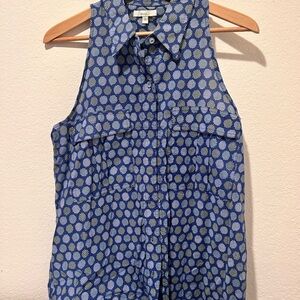 Blue Patterned Sleeveless Top